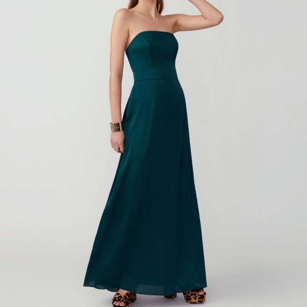 Fame and partners strapless A-Line gown. Matte satin- warm blush. Size 16.